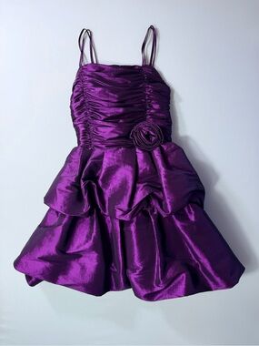 90s Inspo PURPLE Ruched Layered Spaghetti Strap Dress Girls Size 14 Juniors XS